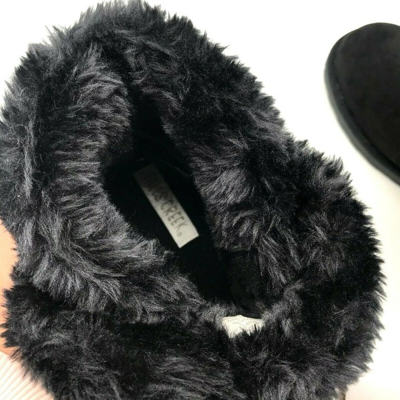 New! Falls Creek Carly Faux Fur Booties Black Suede Women’s winter boots - Picture 8 of 9